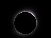 Just after 2nd contact, chromosphere and prominences visible